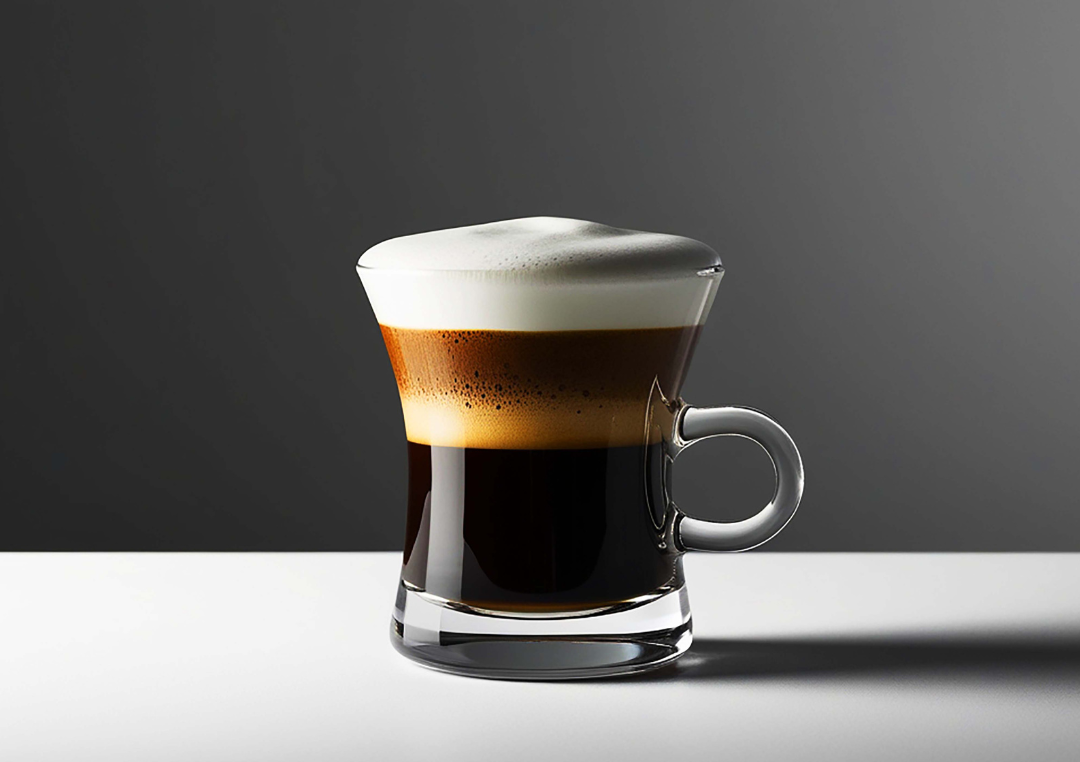 Macchiato i en glasmugg